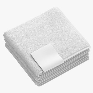 Folded Bath Towels Small 3 Pile White Blue and Gray