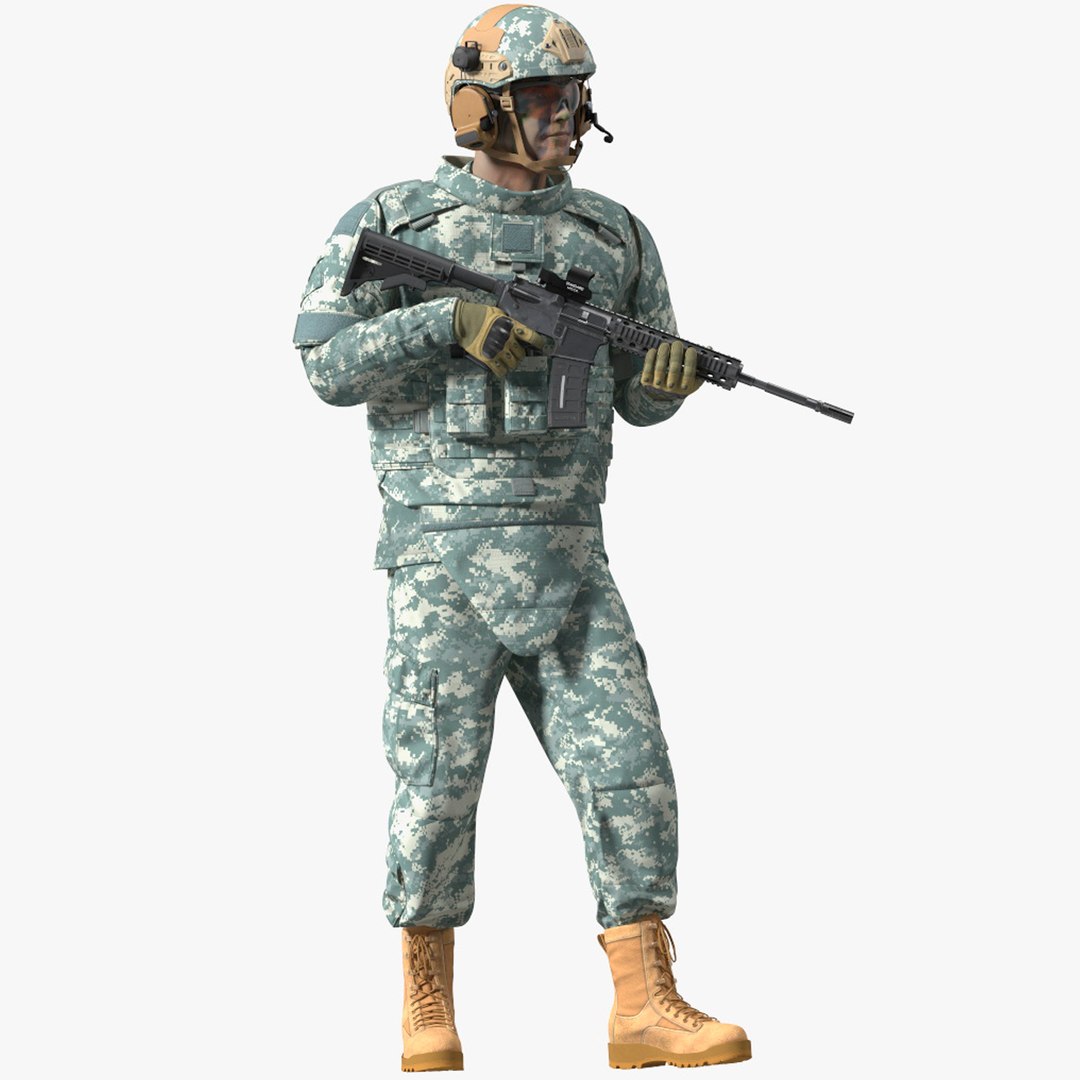Soldier in Grey Tactical Gear Rigged for Cinema 4D 3D model preview