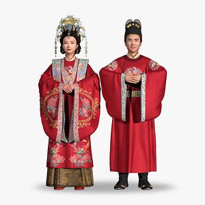 Traditional Chinese wedding attire  phoenix 3D model