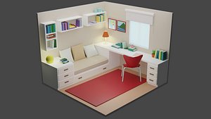 Bed Room 17 Low-poly model