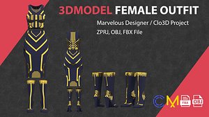 3D Outfit Female Marvelous Designer And Clo3d
