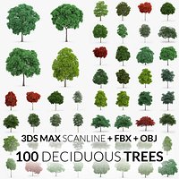 Deciduous Trees Collection - 100 Trees - FBX OBJ Scanline