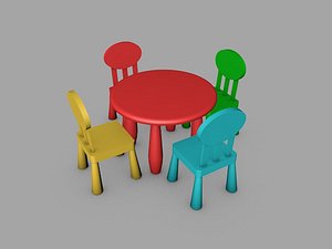 3D kids table chair model