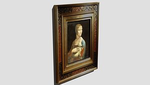 painting lady ermine leonardo da 3D model