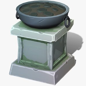 Stylized Pillar Torch - PBR Game Ready 3D model