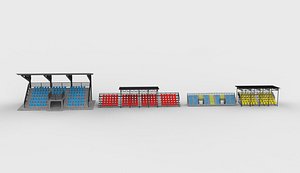stadium seating tribune set 3D model 3D