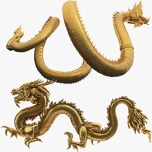 Golden Chinese Dragons Rigged Collection