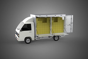 3D PACKAGE COURIER BOX DELIVERY TRUCK FREIGHT SHIPPING CARGO CAR