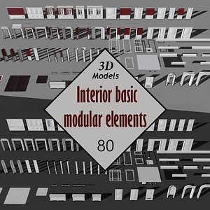 Interior basic modular elements Low-poly 3D model