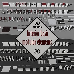 Interior basic modular elements Low-poly