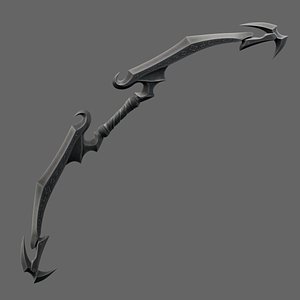 Fantasy Black Rune Bow - Low-Poly Game-Ready 3D Model model