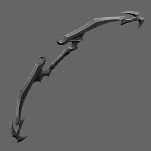 Fantasy Black Rune Bow - Low-Poly Game-Ready 3D Model