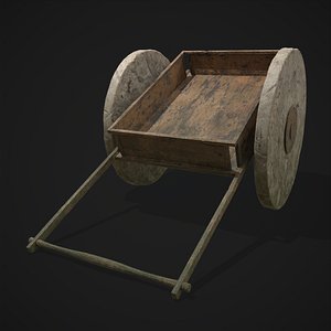 3D Cart Bed Stone Wheeled