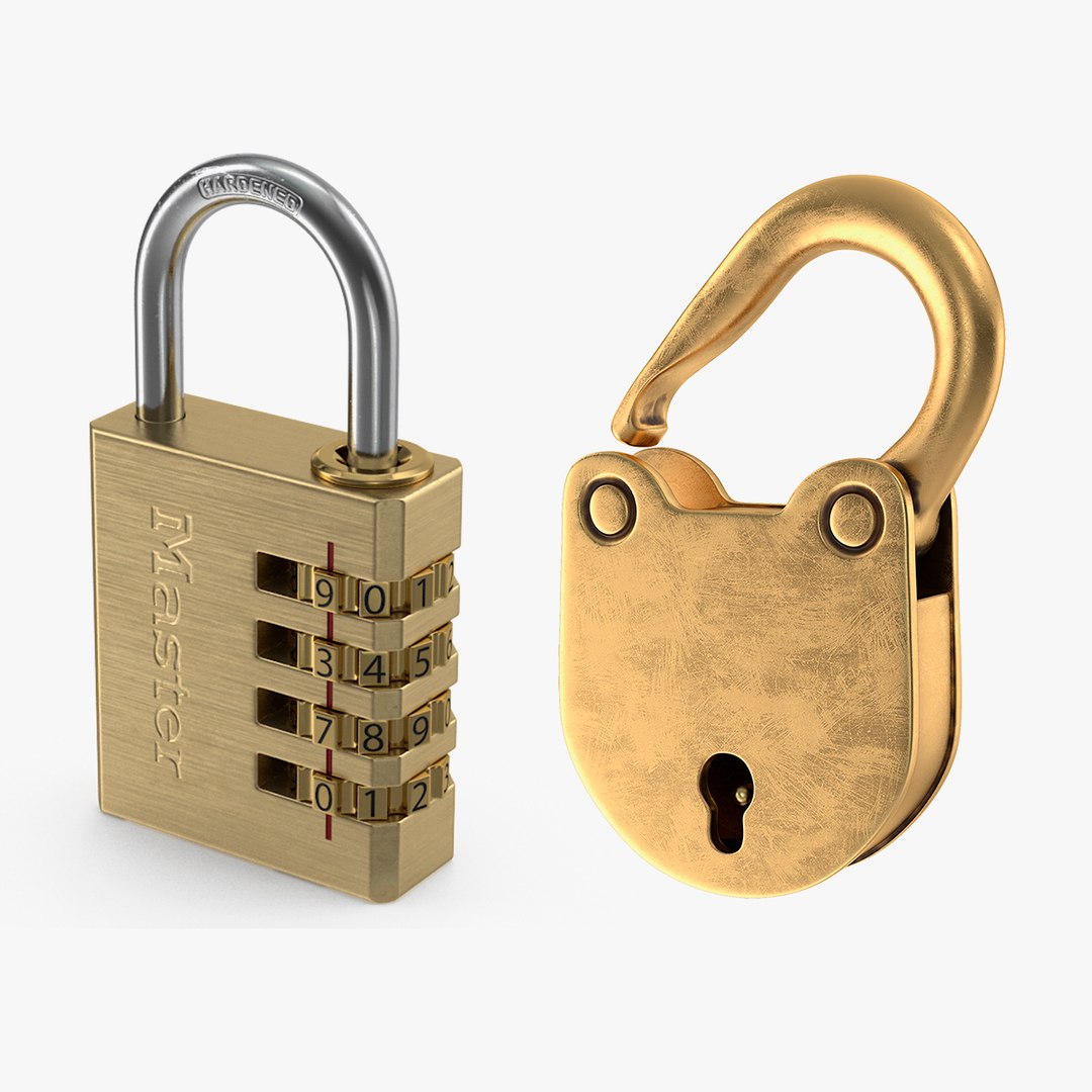 Brass Padlocks Collection 3D model preview