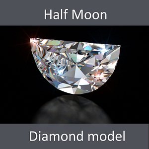 3d half moon diamond cut model
