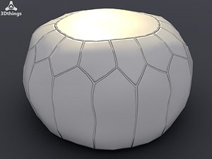 Moroccan leather puff ball pouffe in white