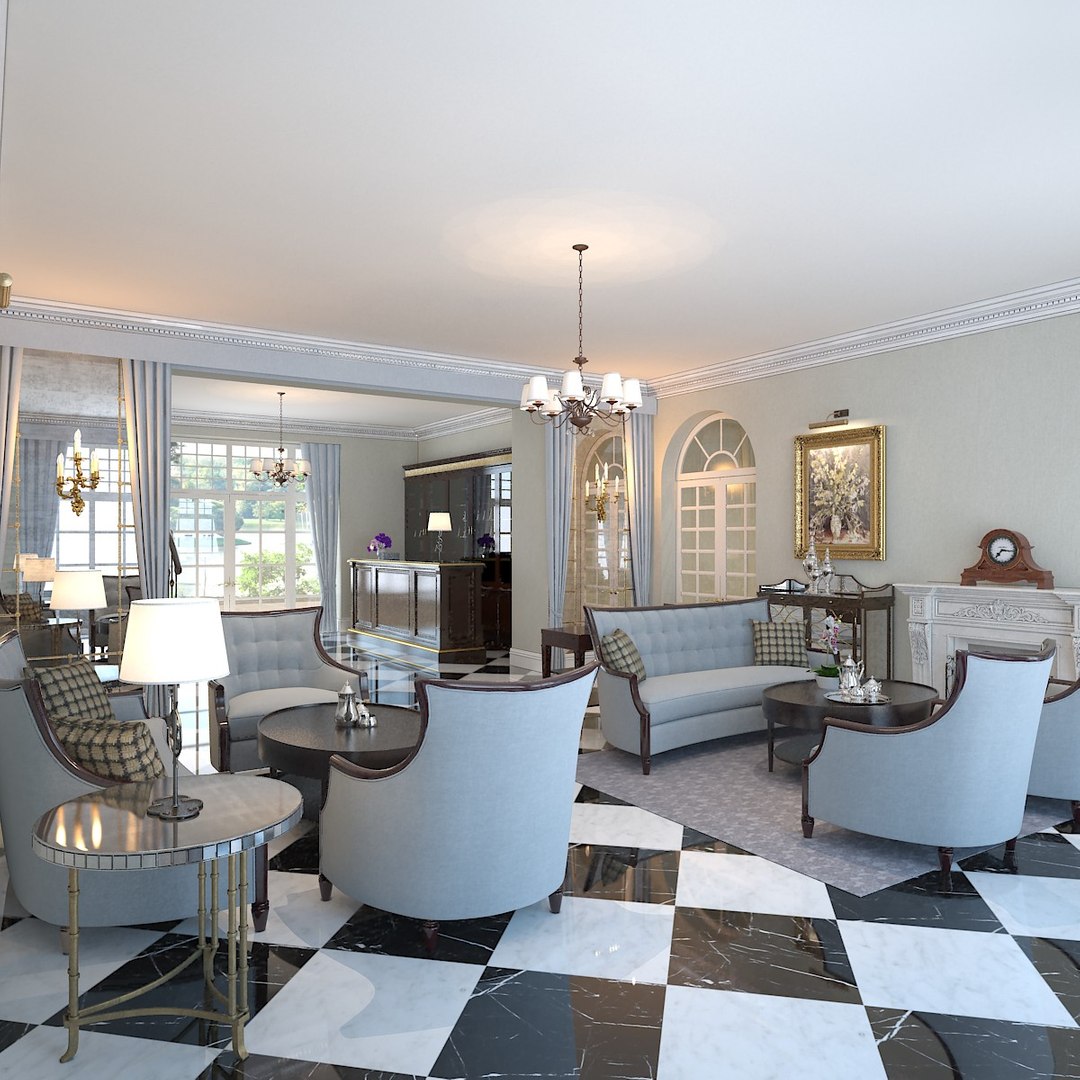 Hotel Lobby 3d Model