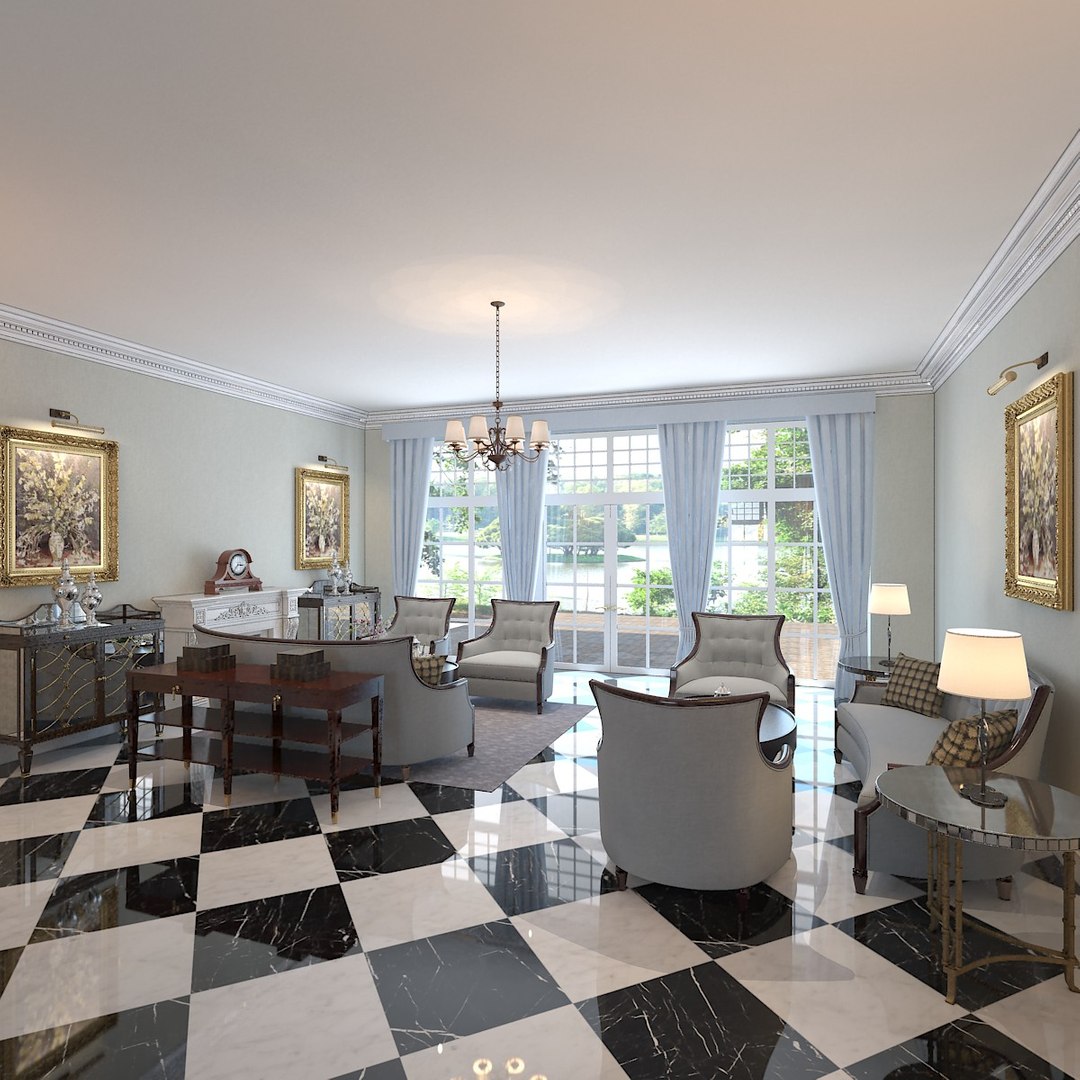 Hotel Lobby 3d Model