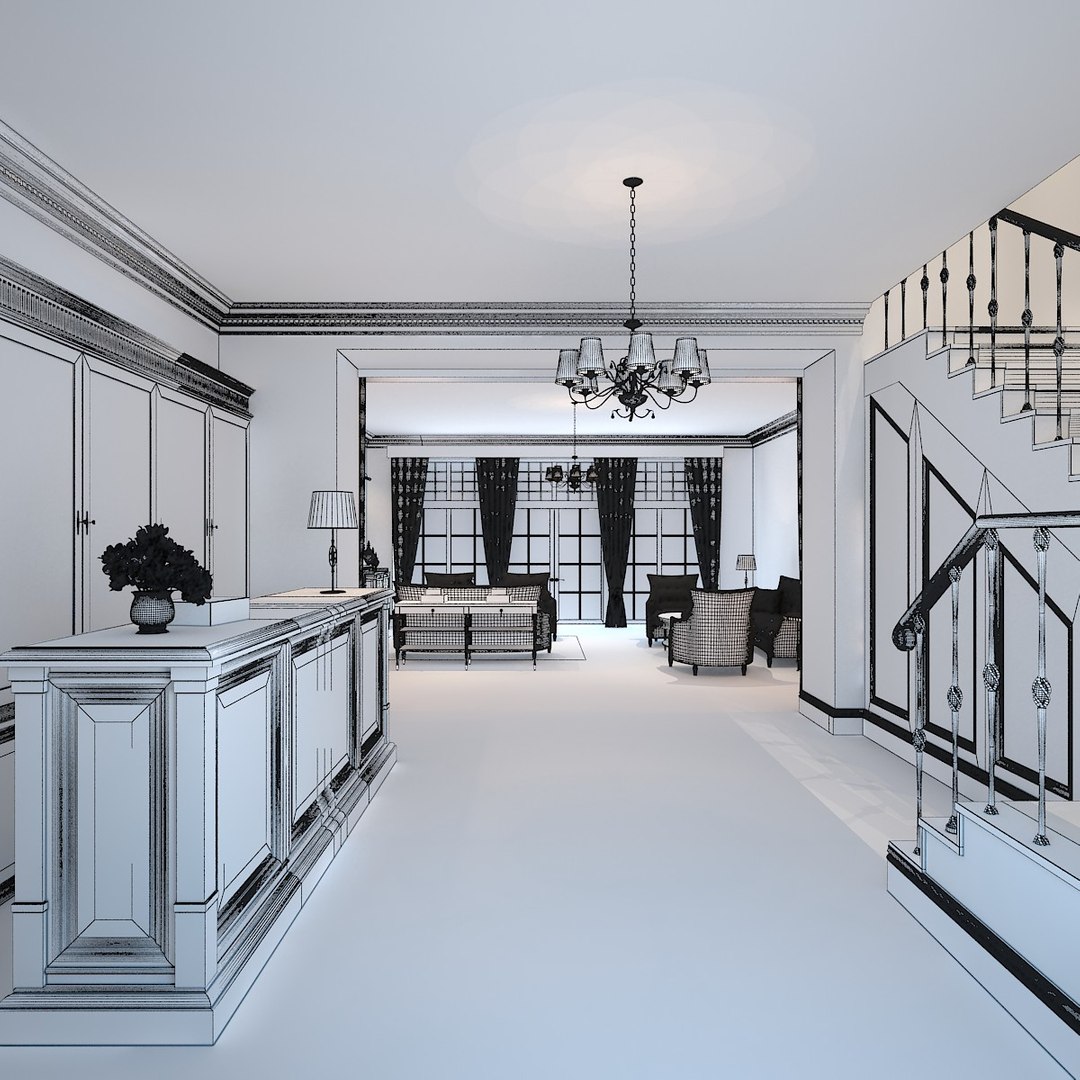 Hotel Lobby 3d Model