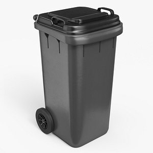 3D Wheeled Garbage Bin Grey model