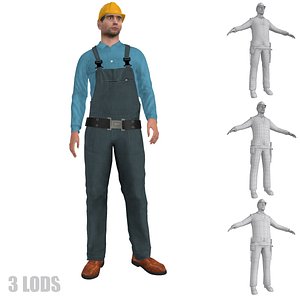 3d rigged worker lod s