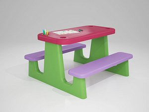 children drawing table 3d model