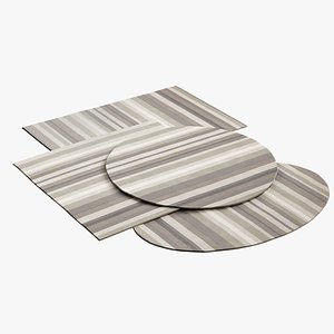 3D realistic grey stripe rugs