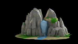 floating island map scene game treehouse river valley bridge model