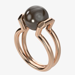 3D Tiffany golden ring with pearl