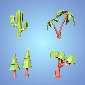 LowPoly Cartoon Trees Pack 3D model
