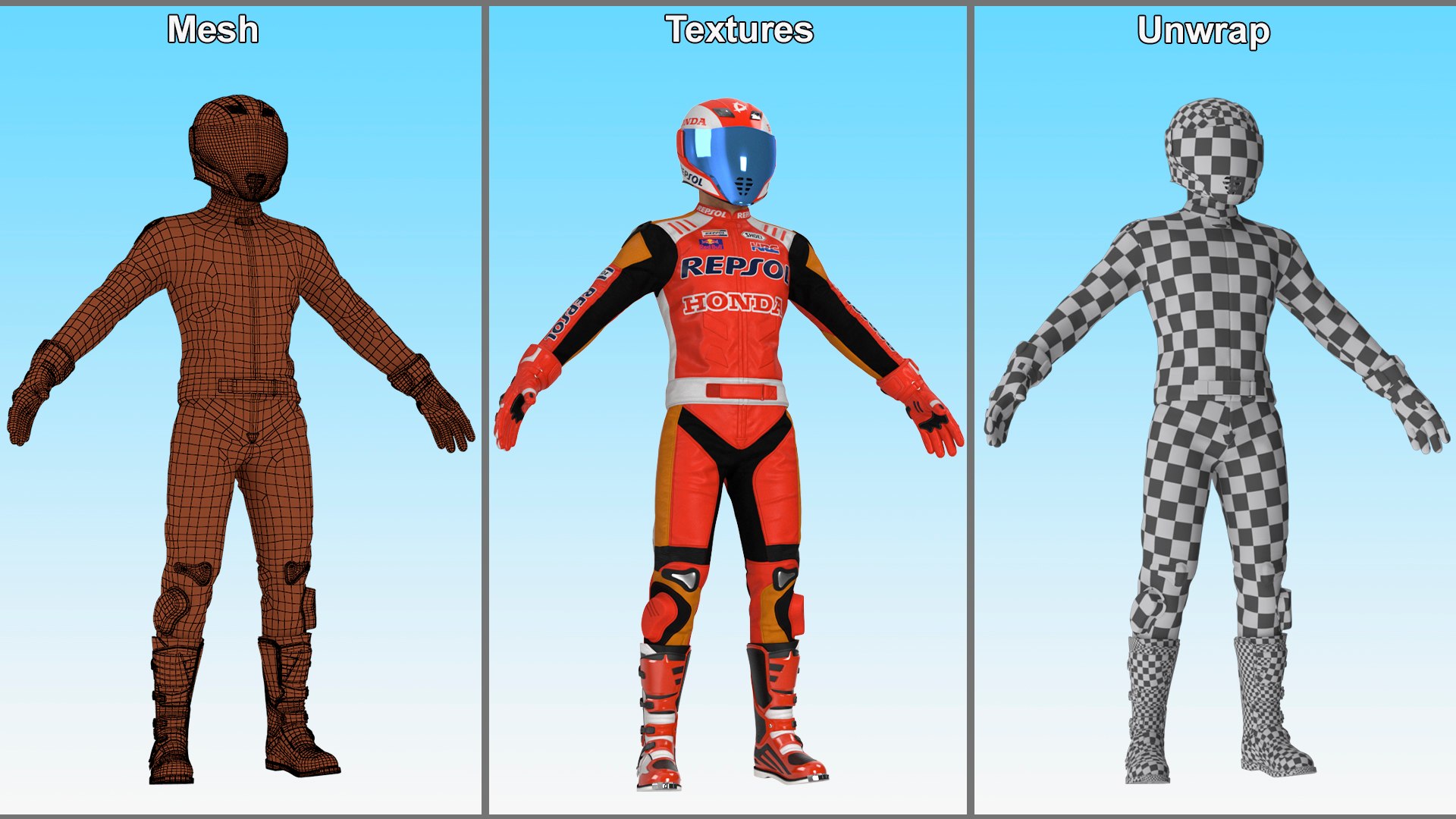 Bike Rider in Honda Motorcycle Race Suit Rigged 3D model https://p.turbosquid.com/ts-thumb/aN/mT2sjD/6a/bikeriderinhondamotorcycleracesuitrigged3dmodel025/jpg/1728981089/1920x1080/fit_q87/252b30df7901b231a0975dc33eb9ef5c25f027e4/bikeriderinhondamotorcycleracesuitrigged3dmodel025.jpg