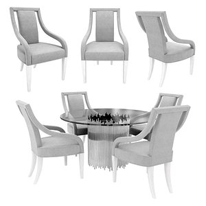 Bernhardt calista arm chair and round dining table 3d model