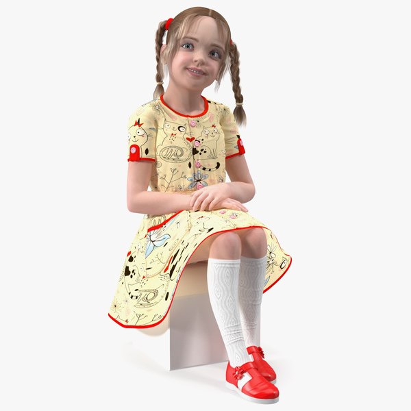 Child Girl Pose 3D