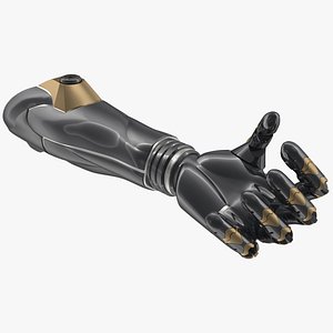 3D model Black Metal Prosthetic Arm Rigged for Cinema 4D