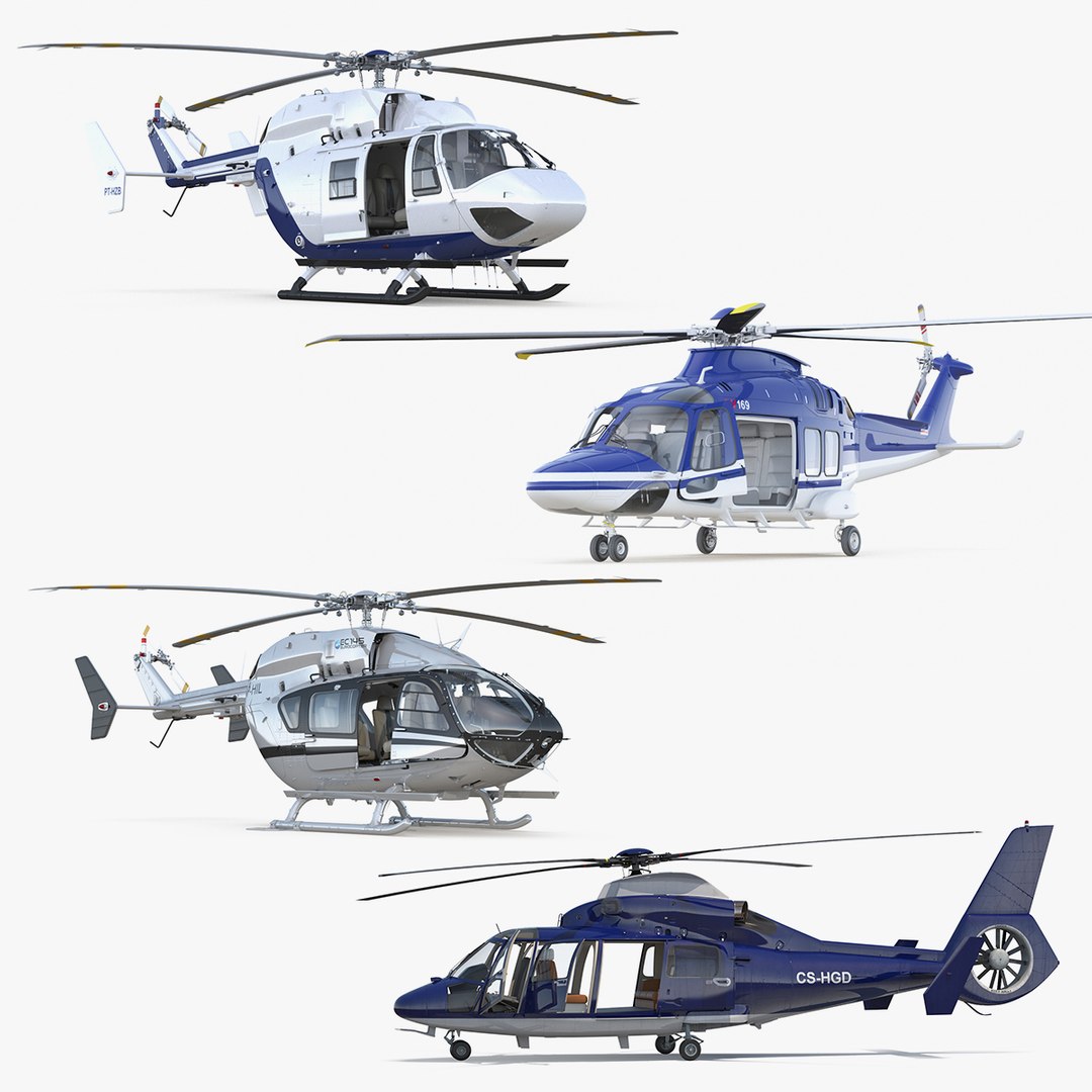 Rigged Private Helicopters Collection 3 3D model preview