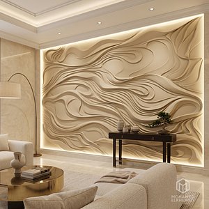 Modern Botanical Flow Relief wall decor Relief STL Mural CNC 444