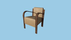 3D Wood Leather Armchair - Furniture Interior Design