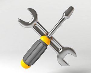 Wrench and Screwdriver 3D 3D model