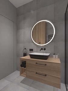 Small shower room with gray tiles