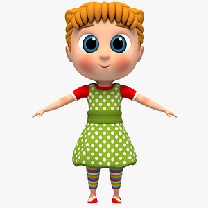 Cartoon Girl Rigged 3D model