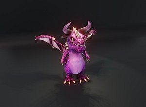 Cartoon Amethyst Dragon Animated Low-poly 3D Model 3D model