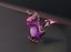 Animowany model 3D Low-poly z kreskówkowym ametystowym smokiem