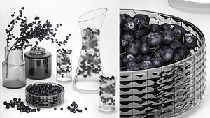 A Decanter Of Blueberry Lemonade With Ice