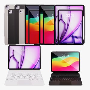 3D iPad Air 11-13 inch Purple M2 2024 Collection With Magic Keyboard model