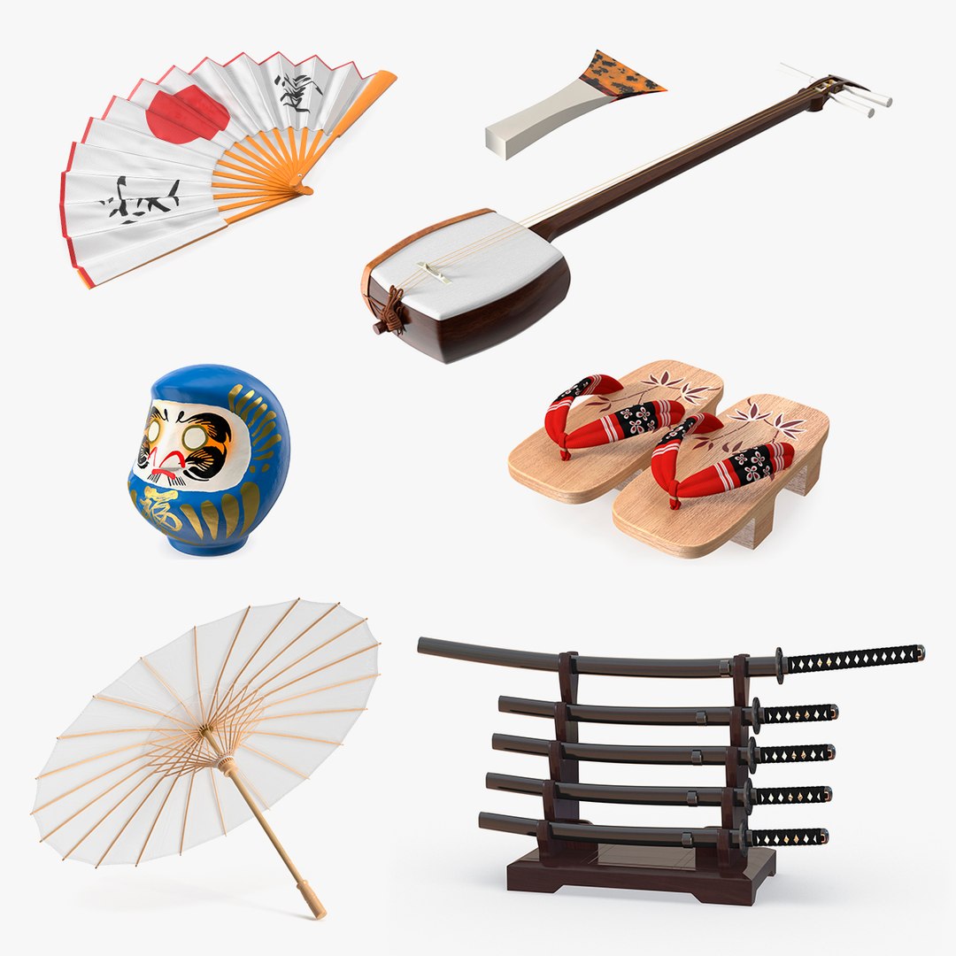 Traditional Japanese Accessories Collection 4 3D model preview
