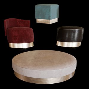 3D model baxter pouf set