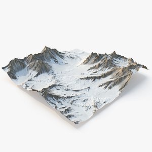 3D snowy valley snow terrain