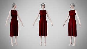 3D Dress 43 Burgundy Velvet