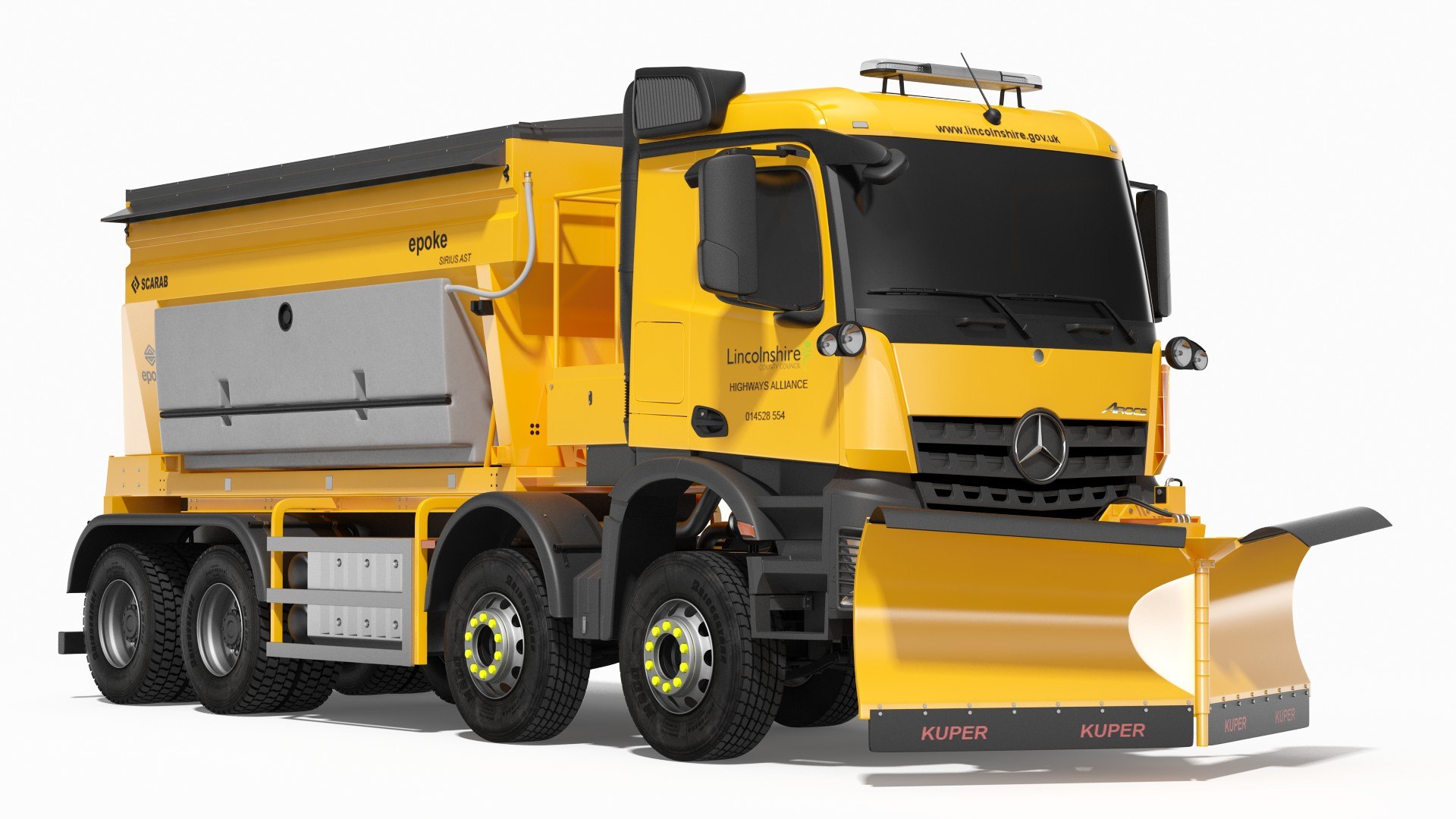 Mercedes 8x6 Arocs Gritter Truck Simple Interior 3D model preview