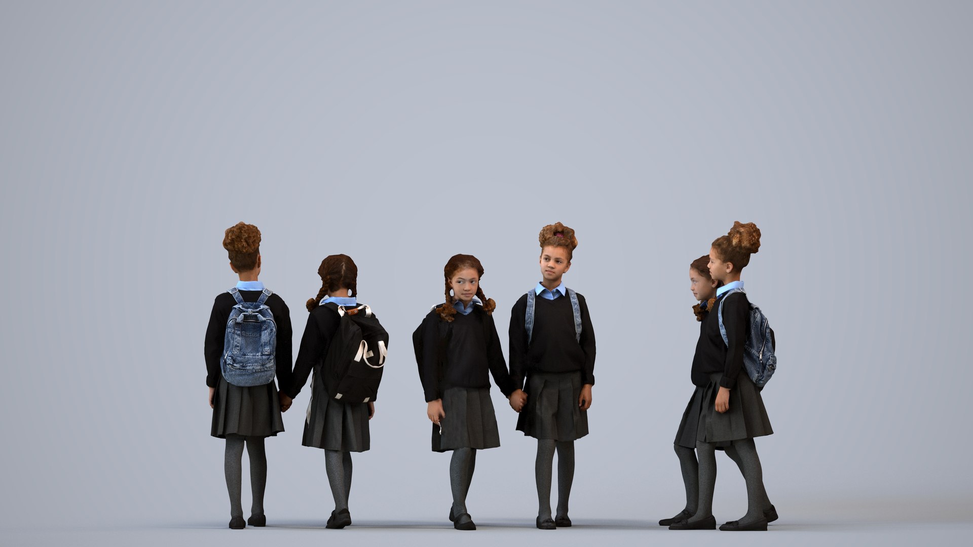 00358Cloe006 - Teen Mixed-ethnicity Girl Walking To School In Uniform ...